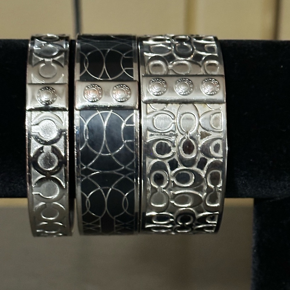 Silver and Black Coach Bracelets Set
